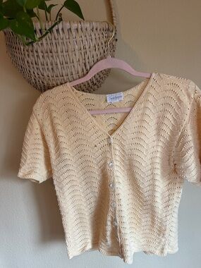 Y2K Sarah Arizona pointelle knit top 100% cotton